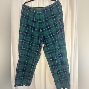 L.L. Bean Green and Navy Plaid Flannel Pajama Pants